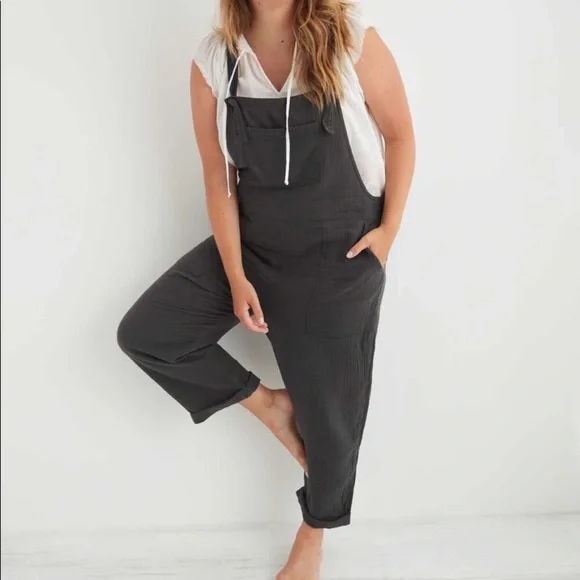 Aerie Knot Overalls Grey Blue - Picture 2 of 6